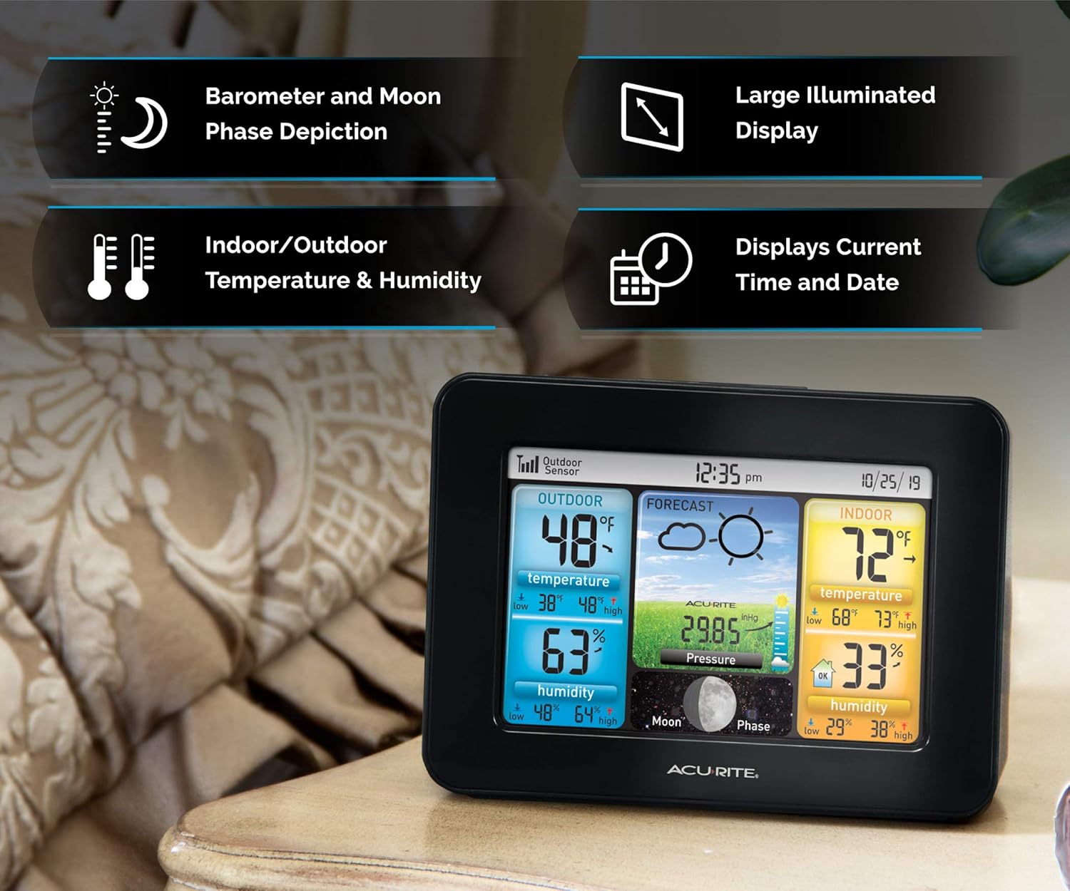 AcuRite Wireless Home Weather Station with Color Display, Indoor Outdoor Thermometer and Temperature Sensor-