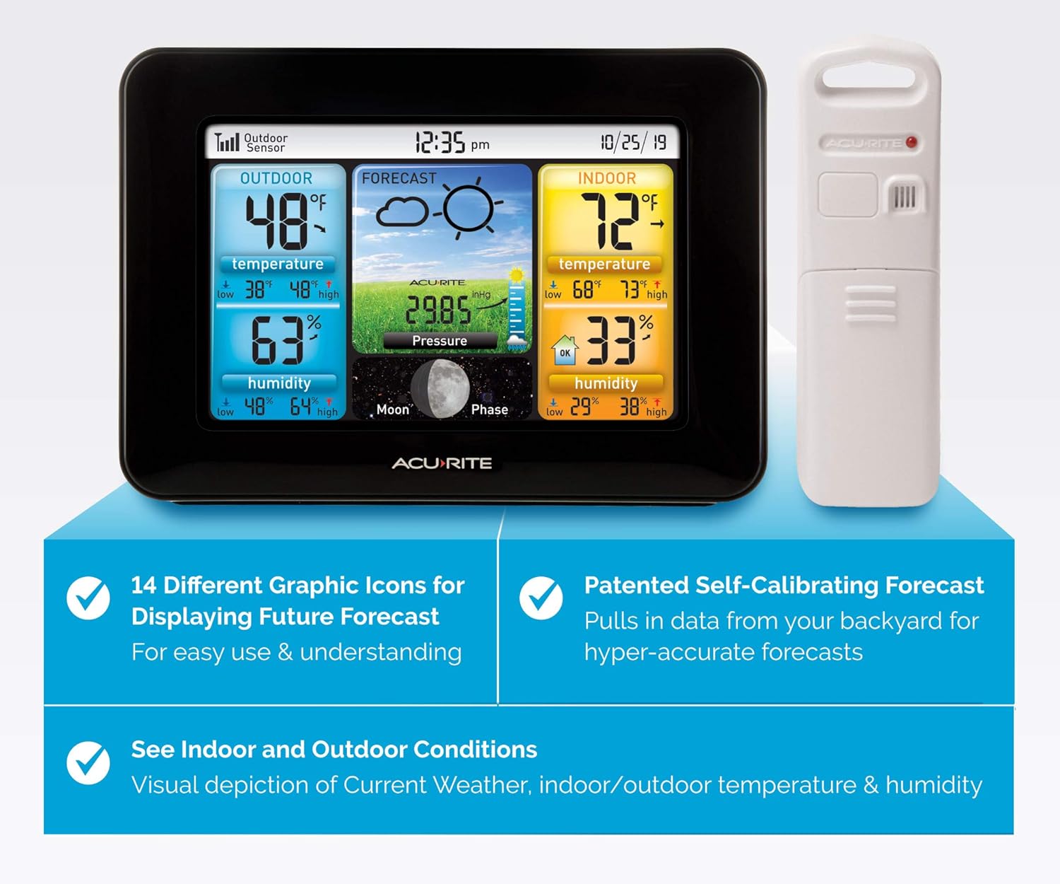 AcuRite Wireless Home Weather Station with Color Display, Indoor Outdoor Thermometer and Temperature Sensor9