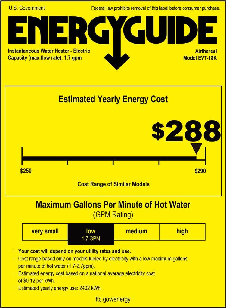 Airthereal Electric Tankless Water Heater 18kW, 240Volts - Endless On-Demand Hot Water - Self Modulates to Save Energy Use - Small Enough to Install Anywhere - for 2 Showers, Evening Tide series4