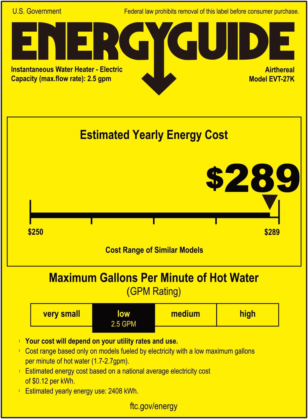 Airthereal Electric Tankless Water Heater, 27kW, 240Volts - Endless On-Demand Hot Water - Self Modulates to Save Energy Use - Small Enough to Install Anywhere - for 3 Showers, Evening Tide series12