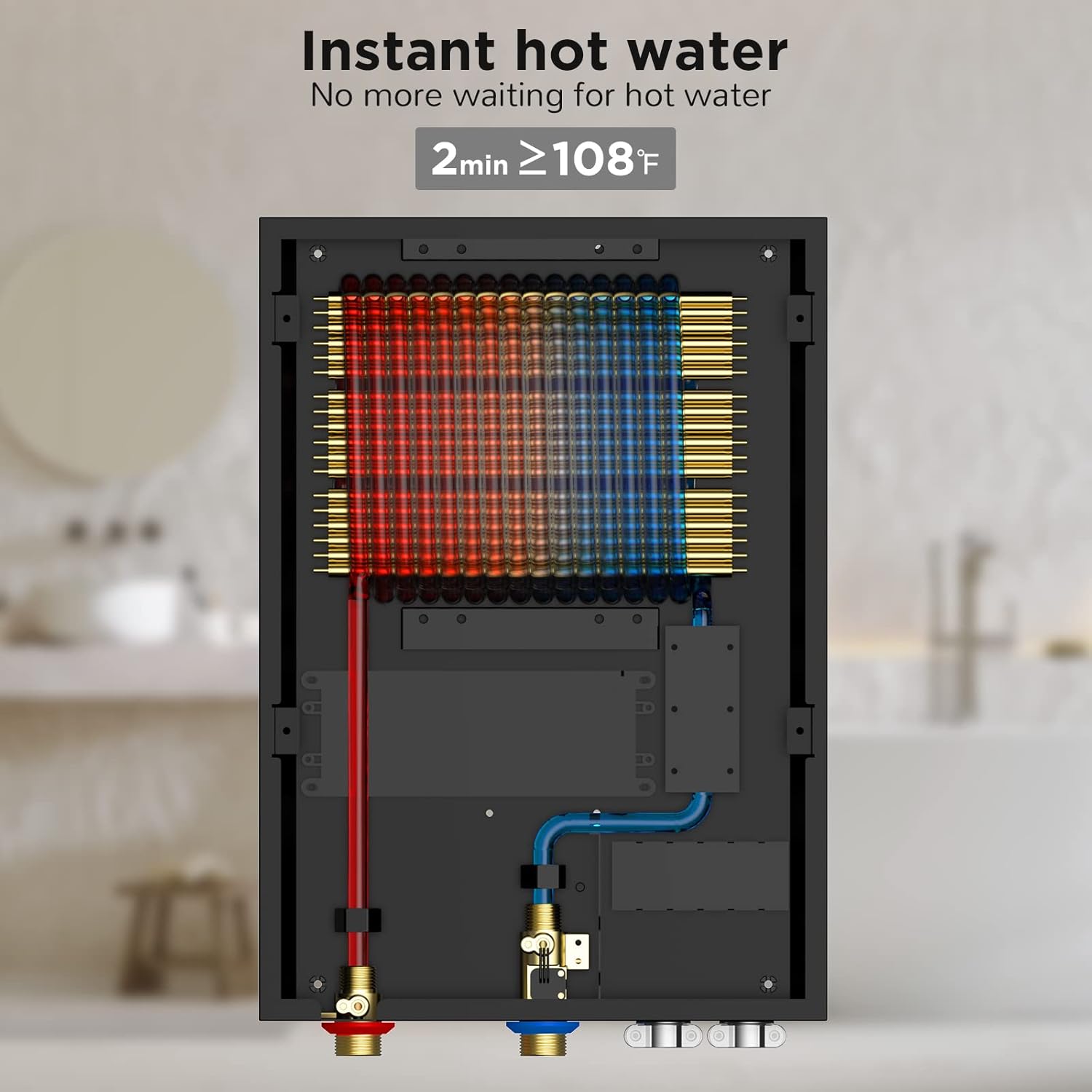Airthereal Electric Tankless Water Heater, 27kW, 240Volts - Endless On-Demand Hot Water - Self Modulates to Save Energy Use - Small Enough to Install Anywhere - for 3 Showers, Evening Tide series2