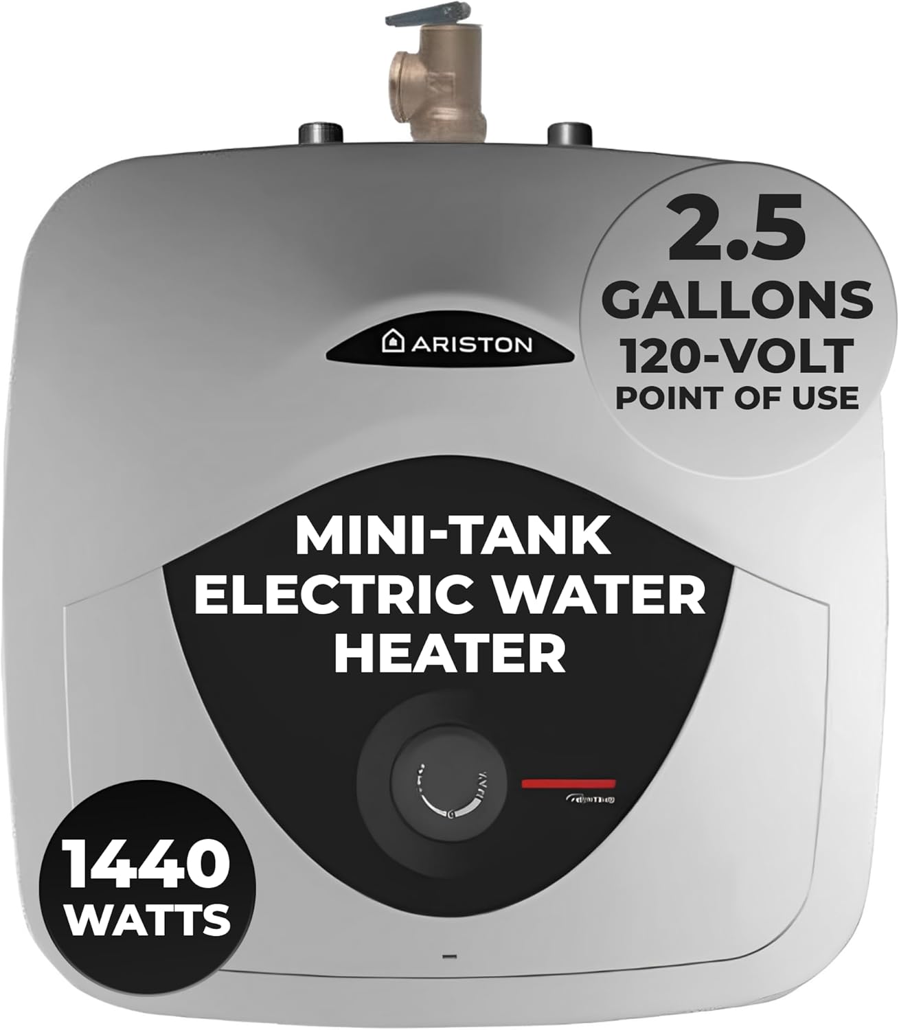 Ariston Andris Mini Tank Electric Water Heater – Heating Solution for Under Sink, RV, and Compact Spaces, Smart Boost for Versatile Heating, Simple Installation, 120-Volt, 2.5 Gallon Capacity2