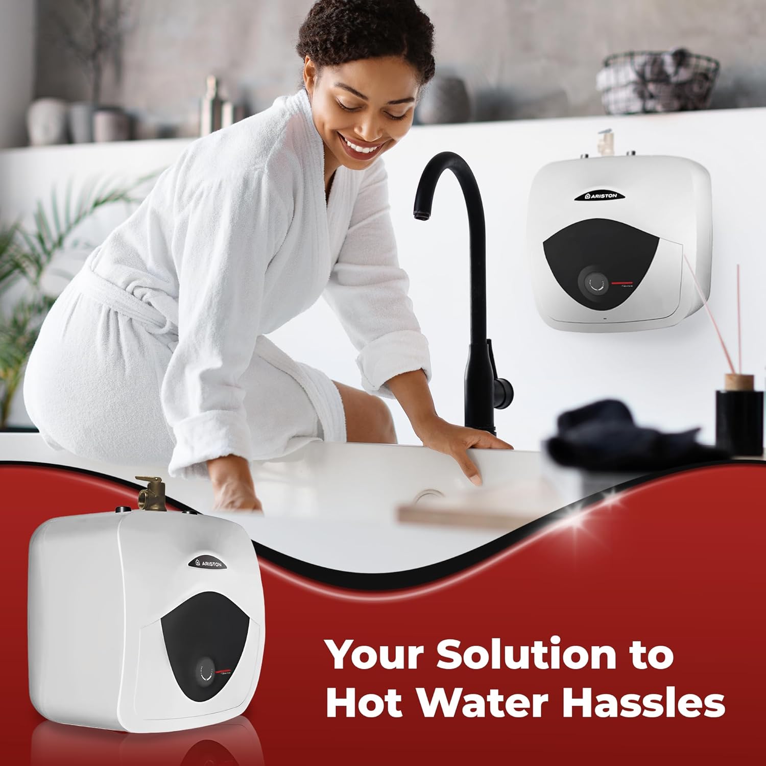 Ariston Andris Mini Tank Electric Water Heater – Heating Solution for Under Sink, RV, and Compact Spaces, Smart Boost for Versatile Heating, Simple Installation, 120-Volt, 2.5 Gallon Capacity3