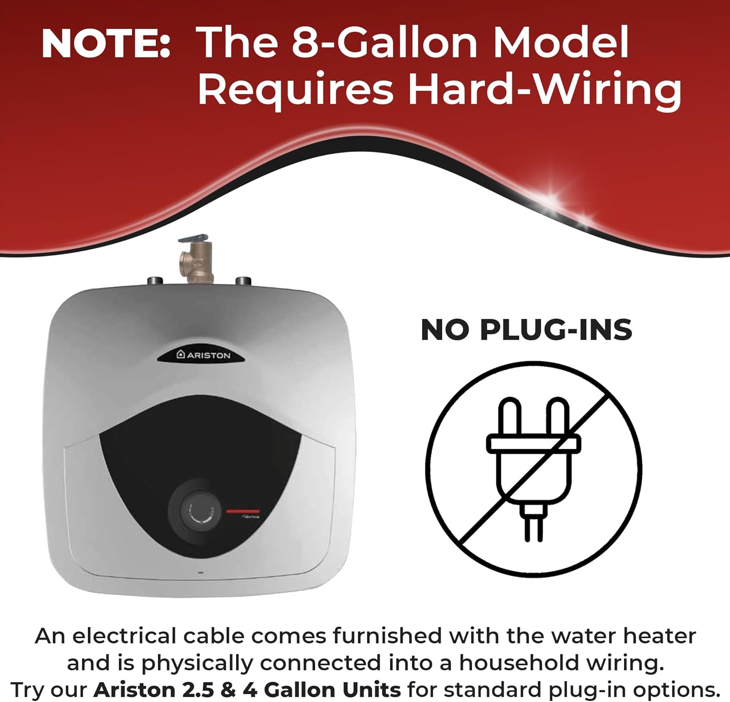 Ariston Andris Mini Tank Electric Water Heater – Heating Solution for Under Sink, RV, and Compact Spaces, Smart Boost for Versatile Heating, Simple Installation, 120-Volt, 8 Gallon Capacity6
