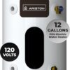Ariston Electric Water Heater – Compact Point of Use Tank for RV, Camper, Plug-in Heating Solution for Under Sink, Versatile Electric Tank for Bathroom, Shower – 12 Gallon, 120V