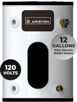 Ariston Electric Water Heater – Compact Point of Use Tank for RV, Camper, Plug-in Heating Solution for Under Sink, Versatile Electric Tank for Bathroom, Shower – 12 Gallon, 120V