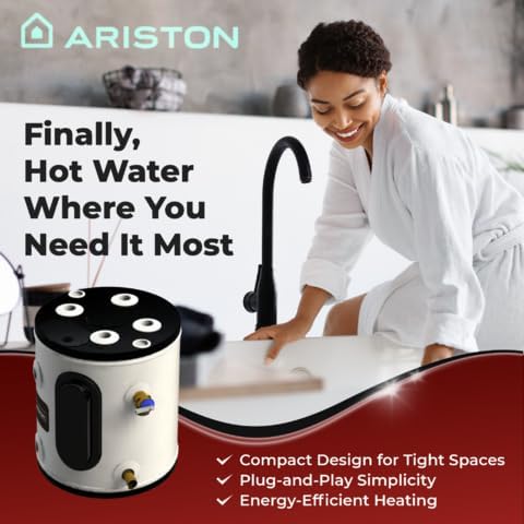 Ariston Electric Water Heater – Compact Point of Use Tank for RV, Camper, Plug-in Heating Solution for Under Sink, Versatile Electric Tank for Bathroom, Shower – 12 Gallon, 120V3