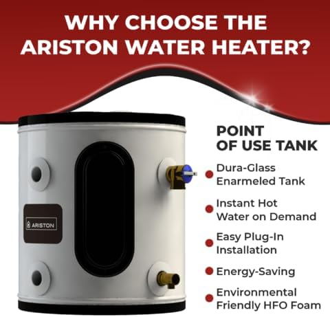 Ariston Electric Water Heater – Compact Point of Use Tank for RV, Camper, Plug-in Heating Solution for Under Sink, Versatile Electric Tank for Bathroom, Shower – 12 Gallon, 120V8