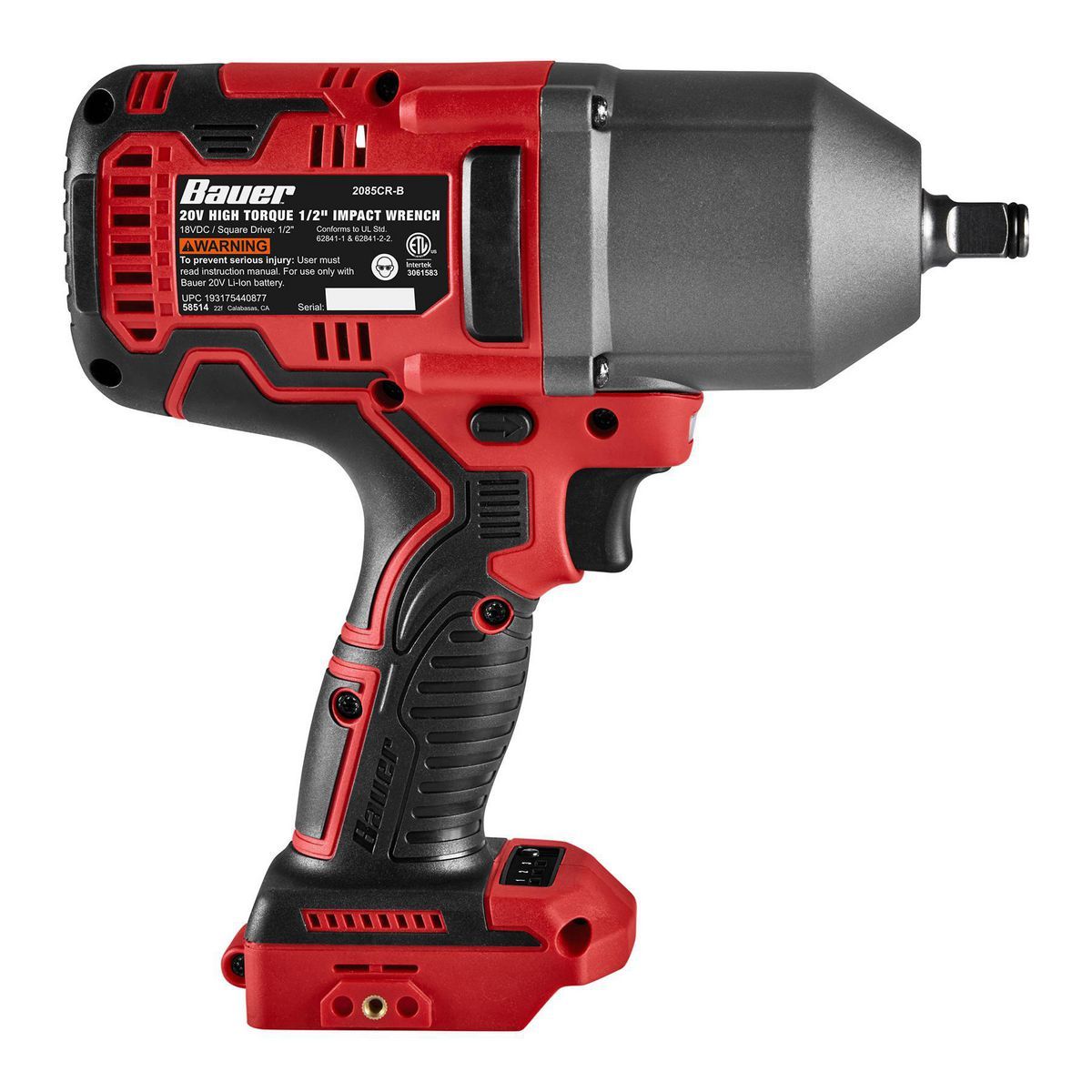 BAUER 2085CR-B 20V Brushless Cordless 1 2 in. High-Torque Impact Wrench - Tool Only3