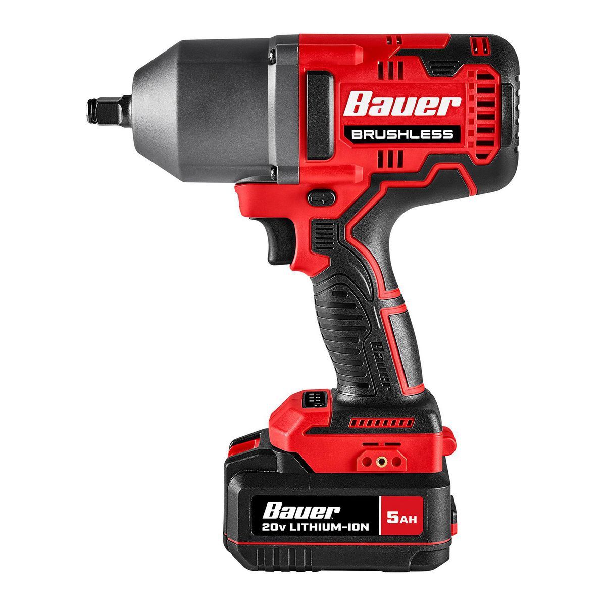 BAUER 2085CR-B1 20V Brushless Cordless, 1 2 in. High-Torque Impact Wrench Kit with 5 Ah Battery and Charger1