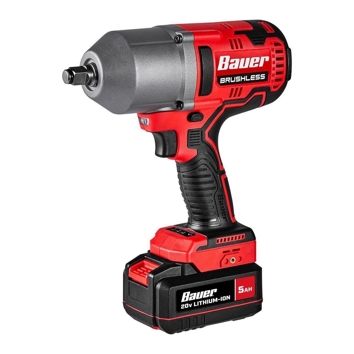 BAUER 2085CR-B1 20V Brushless Cordless, 1 2 in. High-Torque Impact Wrench Kit with 5 Ah Battery and Charger2
