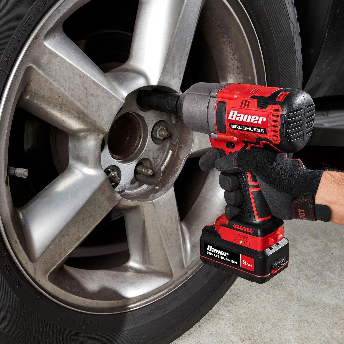 BAUER 2085CR-B1 20V Brushless Cordless, 1 2 in. High-Torque Impact Wrench Kit with 5 Ah Battery and Charger3