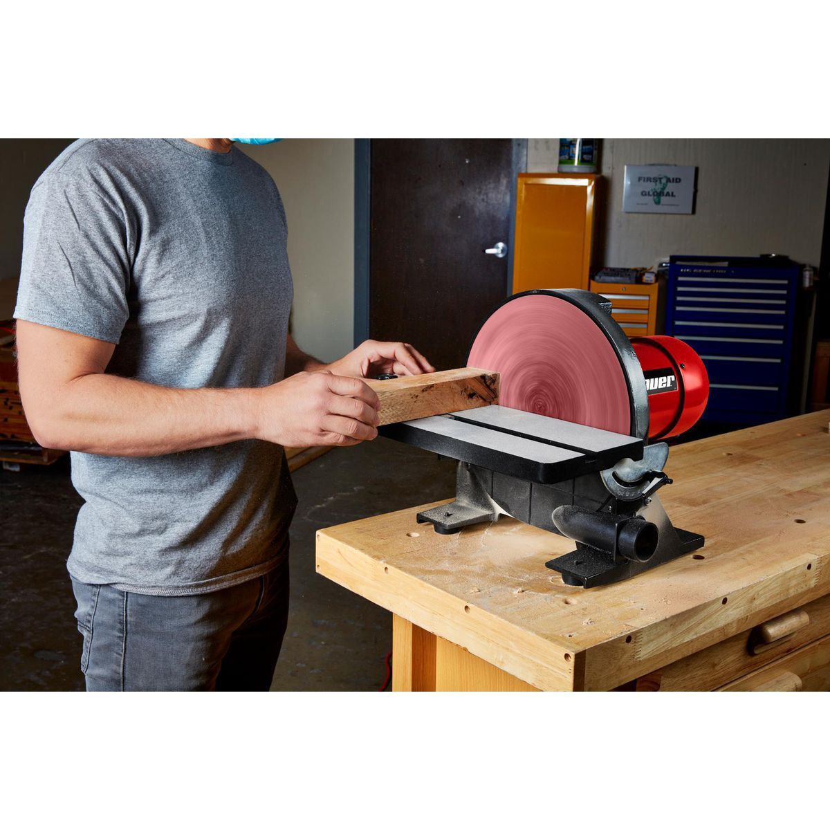 BAUER 21107E-B 12 in., 1-1 4 HP Disc Sander0