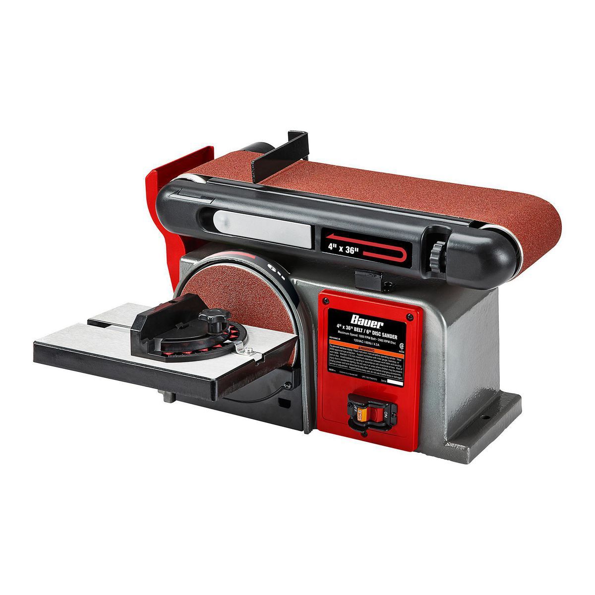 BAUER 4 in. x 36 in. Belt and 6 in. Disc Sander3
