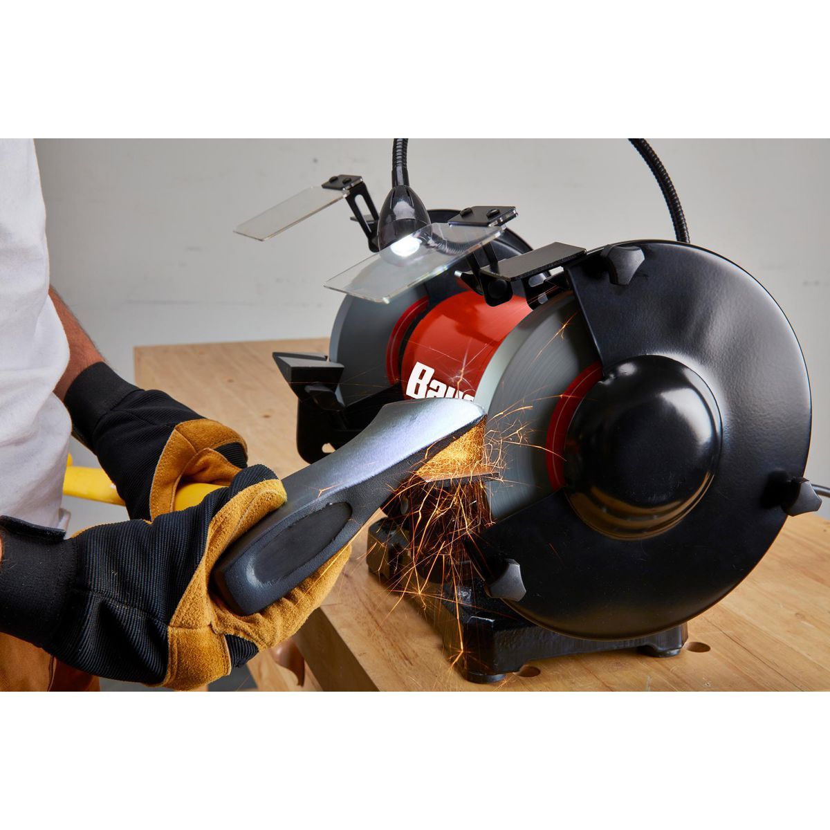 BAUER 8 in. Variable-Speed Bench Grinder with LED Work Light0