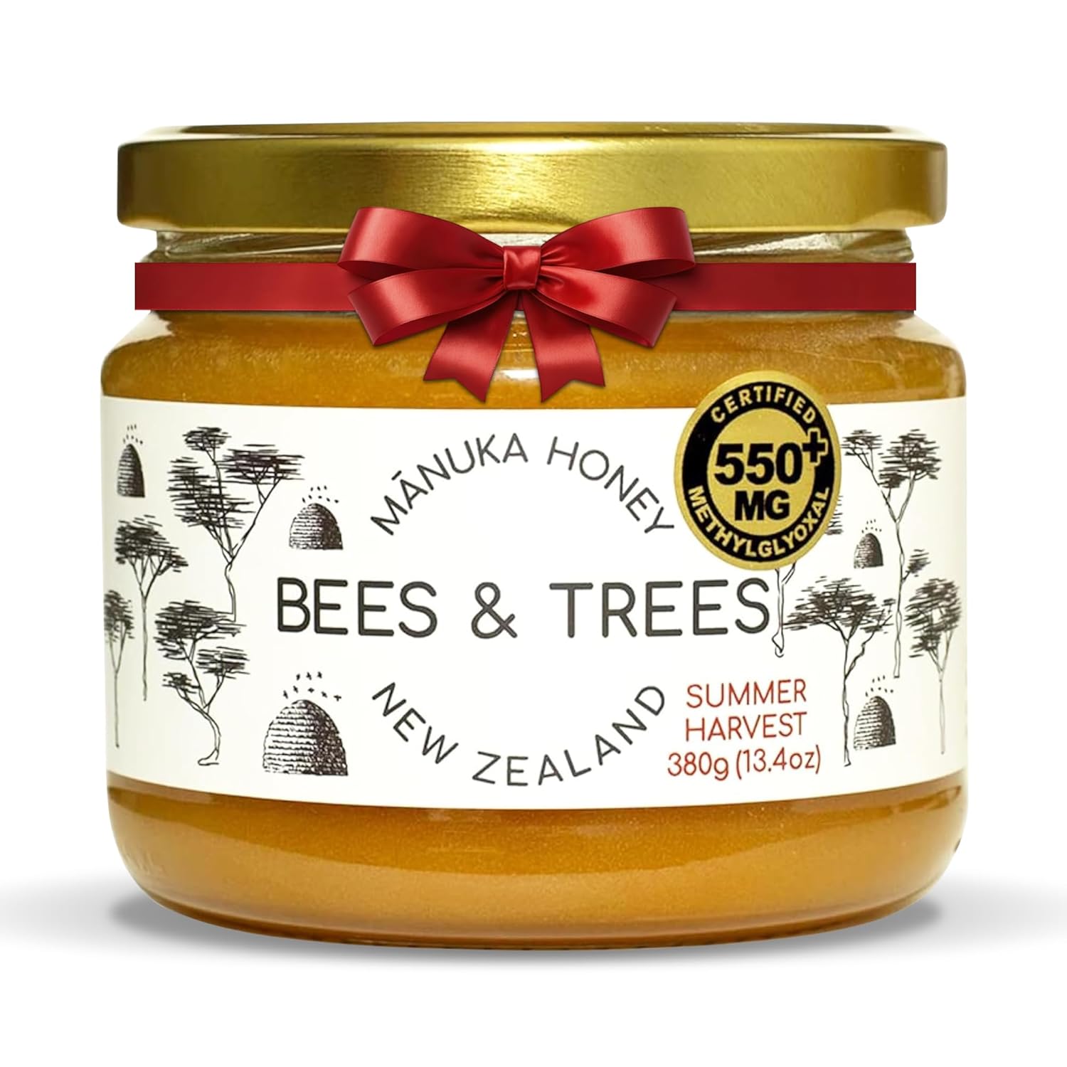 Bees & Trees Manuka Honey 550+ MGO – New Zealand Pure Monofloral, Raw, Bioactive – Unpasteurized Superfood for Wellness – Bioactive, Nutrient-Packed for Immunity & Vitality - 380g (13.4oz) Glass Jar Bees & Trees Manuka Honey 550+ MGO – New Zealand Pure Monofloral, Raw, Bioactive – Unpasteurized Superfood for Wellness – Bioactive, Nutrient-Packed for Immunity & Vitality - 380g (13.4oz) Glass Jar