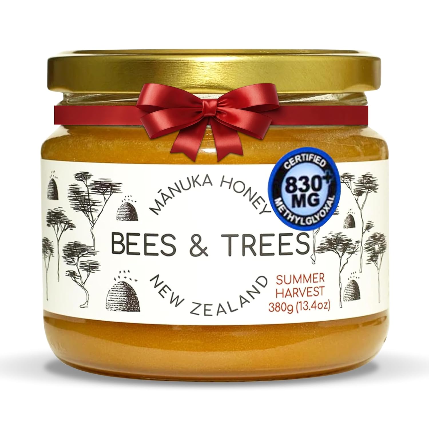 Bees & Trees Manuka Honey 830+ MGO – New Zealand Pure Monofloral, Raw, Bioactive – Unpasteurized Superfood for Wellness – Bioactive, Nutrient-Packed for Immunity & Vitality - 380g (13.4oz) Glass Jar Bees & Trees Manuka Honey 830+ MGO – New Zealand Pure Monofloral, Raw, Bioactive – Unpasteurized Superfood for Wellness – Bioactive, Nutrient-Packed for Immunity & Vitality - 380g (13.4oz) Glass Jar