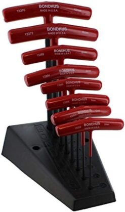 Bondhus 13389 Set of 8 Hex T-handles w/Stand, sizes 2-10mm, Multicolor, One Size