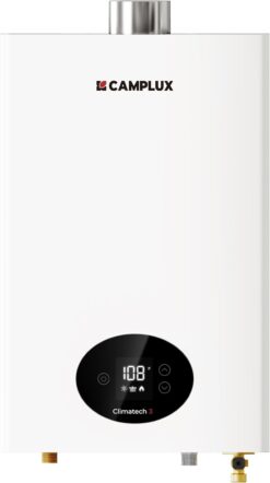 CAMPLUX Gas Tankless Water Heater Indoor, 82,000 BTU Instant On-Demand Natural Gas Water Heater 3.6 GPM, 2-3 Points of Use Water Heater, Climatech 3 Series, CX360, White