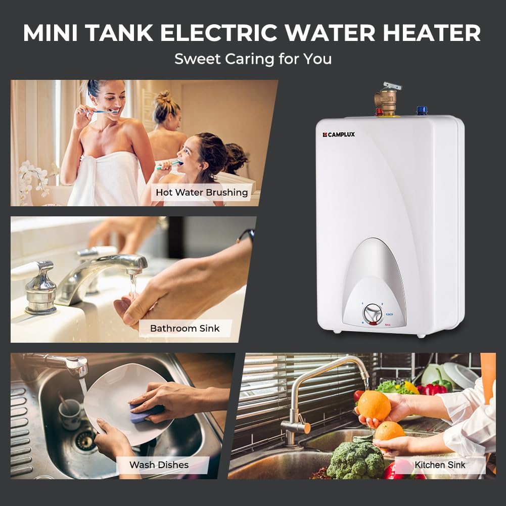 CAMPLUX Mini Tank Electric Water Heater ME40 4.0 Gallons, Point of Use No Wait for Hot Water Under Kitchen Sink 120V 1440W, Wall or Floor Mounted, UL Listed6