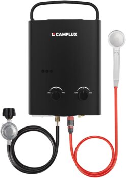 CAMPLUX Portable Water Heater 1.32 GPM, 5L Tankless Water Heater Propane Outdoor, AY132BN, Black