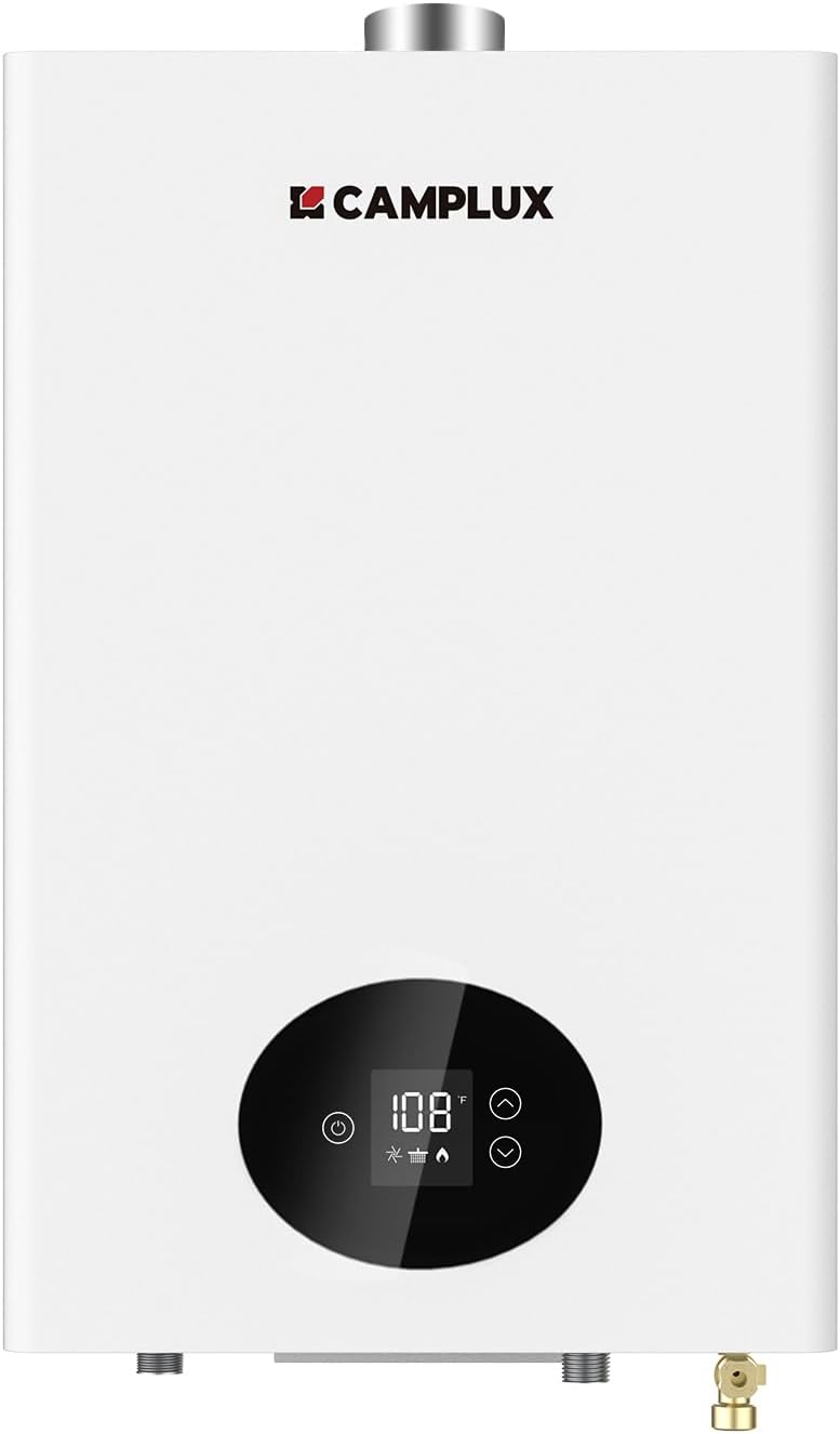 CAMPLUX Propane Tankless Water Heater, 65,000 BTU Propane Water Heater Indoor, On Demand Tankless Gas Water Heater 2.64 GPM, CX264, White CAMPLUX Propane Tankless Water Heater, 65,000 BTU Propane Water Heater Indoor, On Demand Tankless Gas Water Heater 2.64 GPM, CX264, White