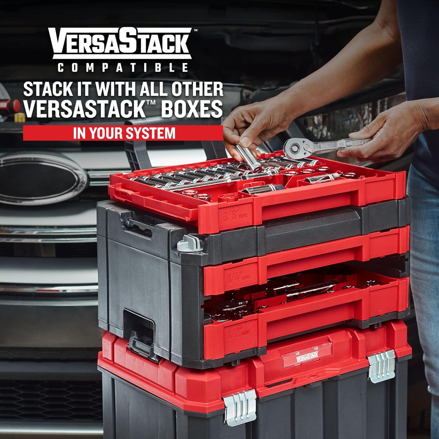 CRAFTSMAN 262-Piece Mechanic Tool Set, Master Socket Set with 3-Drawer VERSASTACK Tool Box, SAE Metric Set (CMMT45309)0