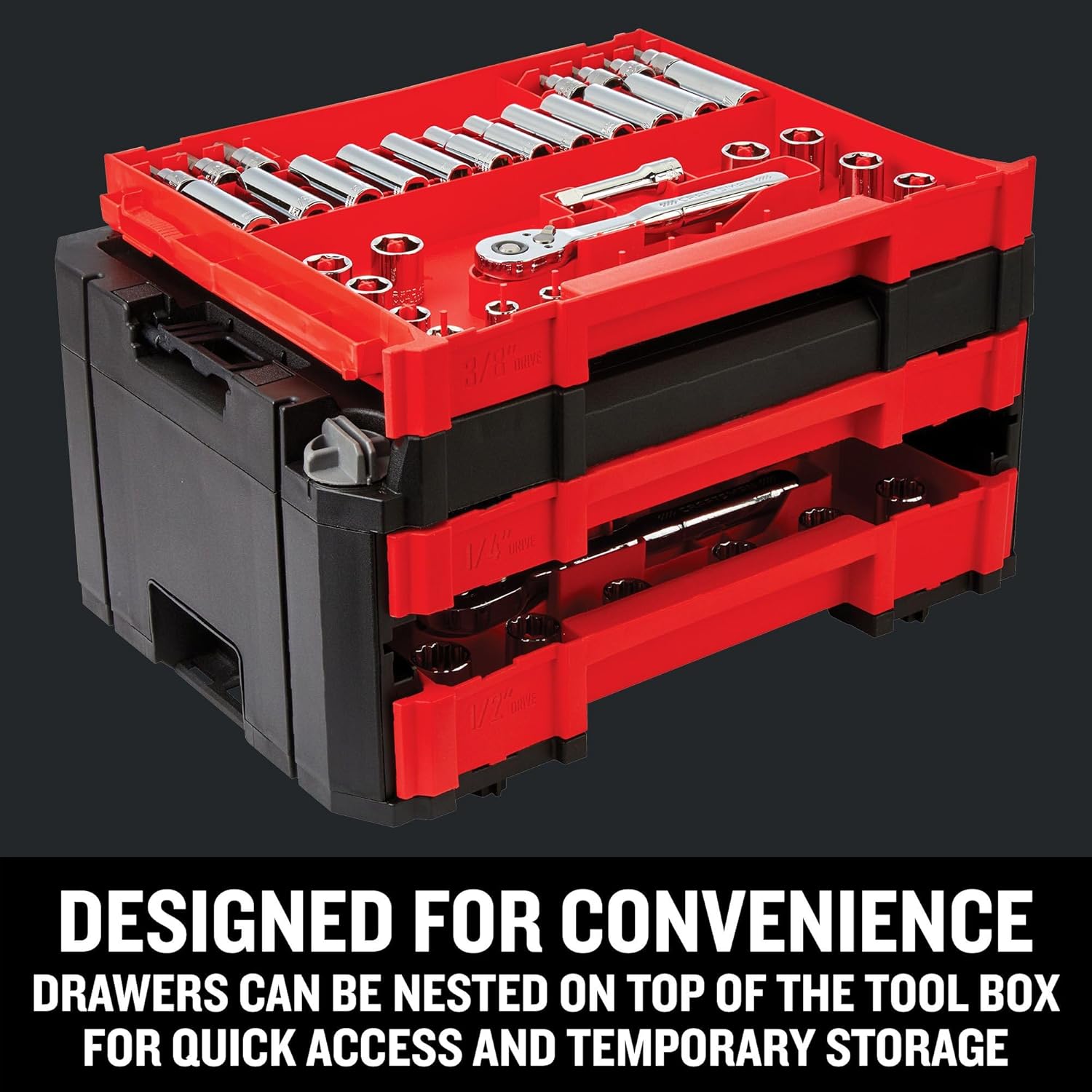 CRAFTSMAN 262-Piece Mechanic Tool Set, Master Socket Set with 3-Drawer VERSASTACK Tool Box, SAE Metric Set (CMMT45309)9
