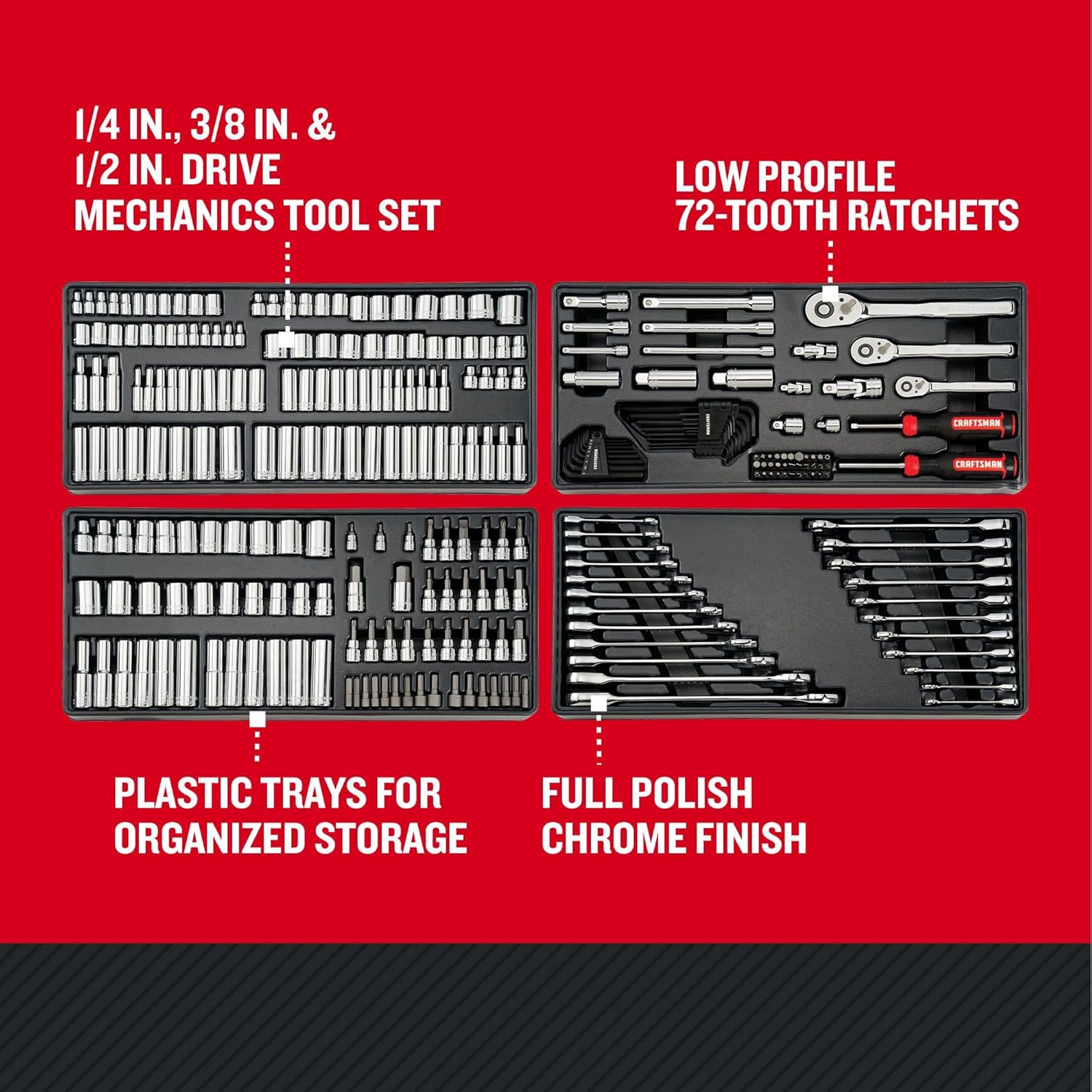 CRAFTSMAN Mechanics Tool Set, 298 Piece Hand Tool and Socket Set SAE Metric (CMMT12139)2