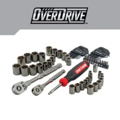 CRAFTSMAN OVERDRIVE 64-Piece Standard (SAE) and Metric Gunmetal Chrome Mechanics Tool Set with Hard Case (CMMT99064)
