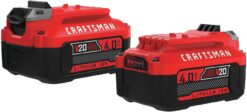CRAFTSMAN V20 Lithium Ion Battery, 4.0-Amp Hour, 2 Pack, LED Charge Indicator (CMCB204-2)