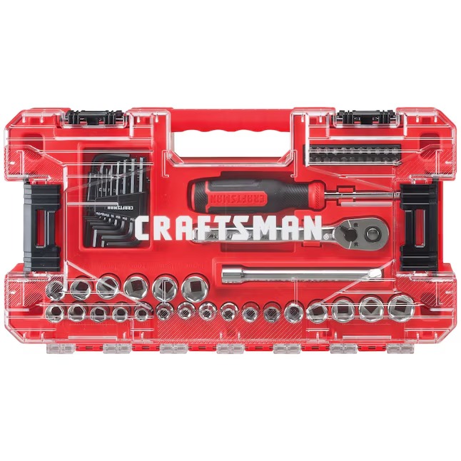 CRAFTSMAN VERSASTACK 63-Piece Standard (SAE) and Metric Chrome Mechanics Tool Set with Hard Case (CMMT45063)0_11zon