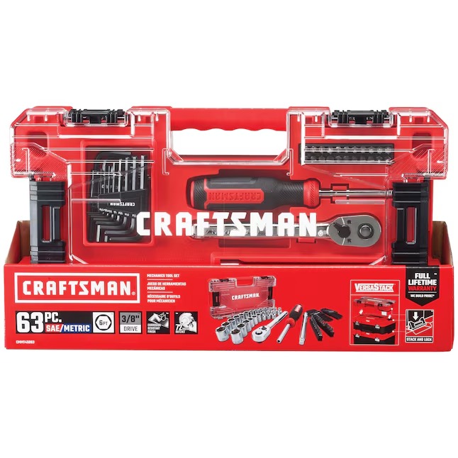 CRAFTSMAN VERSASTACK 63-Piece Standard (SAE) and Metric Chrome Mechanics Tool Set with Hard Case (CMMT45063)7_11zon