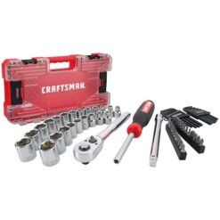 CRAFTSMAN VERSASTACK 63-Piece Standard (SAE) and Metric Chrome Mechanics Tool Set with Hard Case (CMMT45063)