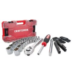 CRAFTSMAN VERSASTACK 63-Piece Standard (SAE) and Metric Polished Chrome Mechanics Tool Set with Hard Case (CMMT45163)