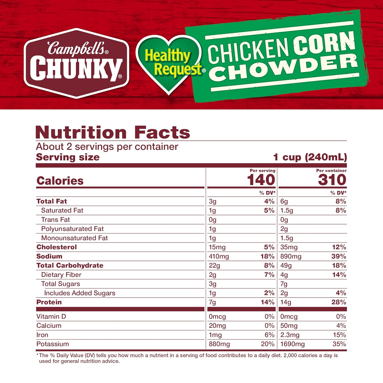 Campbell's Chunky Soup, Healthy Request Chicken Corn Chowder Soup, 18.8 Oz Can (Case of 12)7