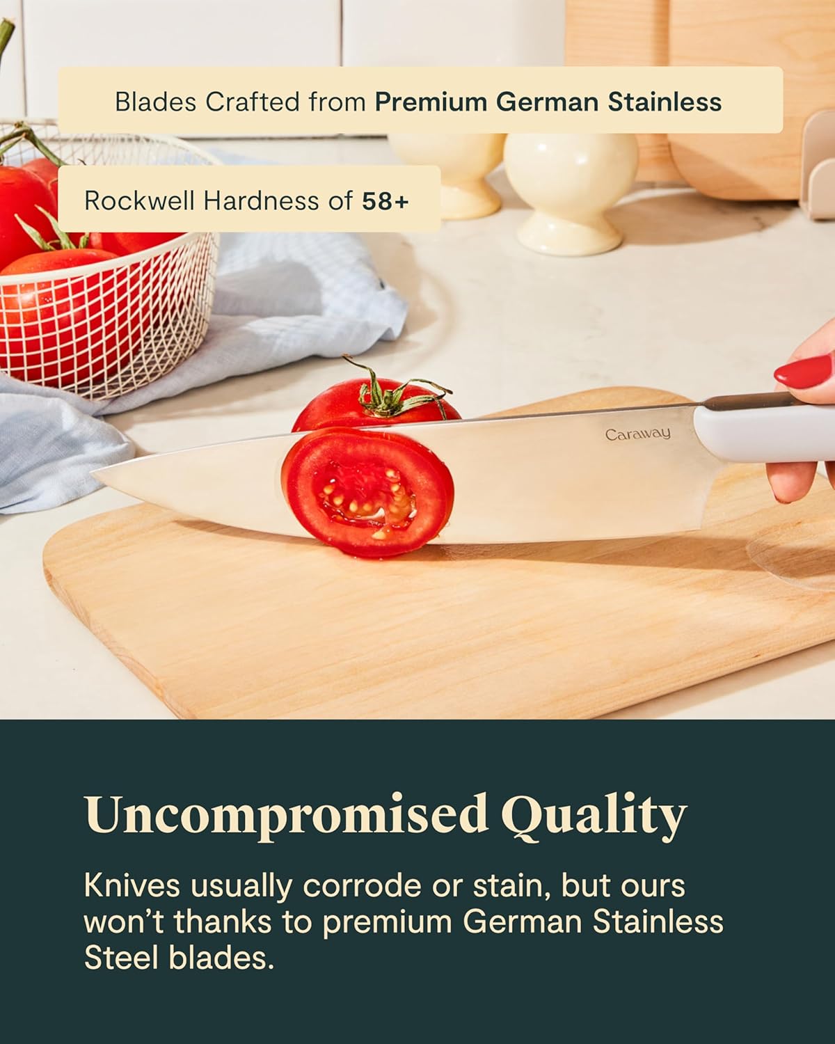 Caraway 14-Piece Kitchen Prep Set - Kitchen Knife Set & Wooden Utensil Set - Made With Premium German Steel Blades & FSC-Certified Birch Wood - Non-Toxic Materials - Includes Organizer - Grey6