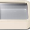 Caraway Glass Food Storage, 10 Cup Glass Container,Ceramic Coated Food Container,Easy to Store, Non Toxic, Non Stick Lunch Box Container with Glass Lids. Dishwasher, Oven,Square Shape,Cream