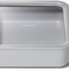 Caraway Glass Food Storage, 10 Cup Glass Container,Ceramic Coated Food Container,Easy to Store, Non Toxic, Non Stick Lunch Box Container with Glass Lids. Dishwasher, Oven,Square Shape,Gray