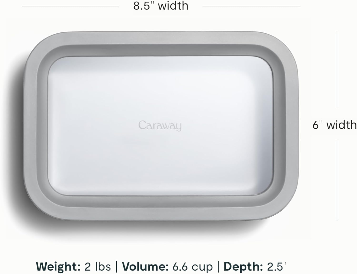 Caraway Glass Food Storage, 6.6 Cup Glass Container - Ceramic Coated Food Container - Non Toxic, Non Stick - Dishwasher, Oven, & Microwave Safe – Gray4