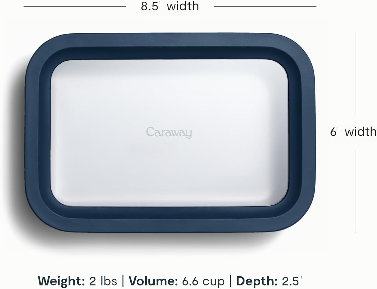 Caraway Glass Food Storage - 6.6 Cup Glass Container - Ceramic Coated Food Container - Non Toxic, Non Stick Lunch Box Container with Glass Lids. Dishwasher, Oven, & Microwave Safe - Navy5