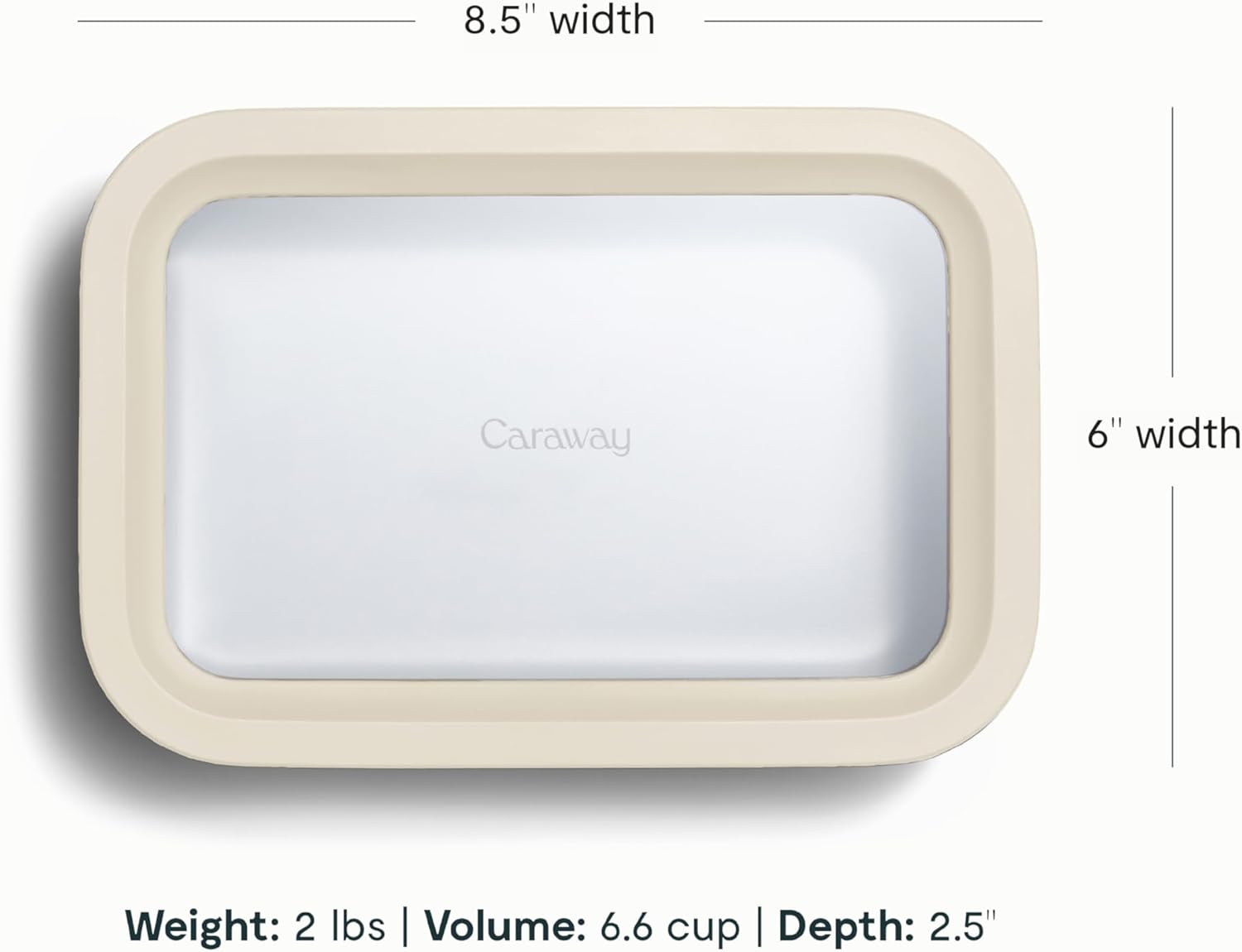 Caraway Glass Food Storage, 6.6 Cup Glass Container,Ceramic Coated Food Container,Easy to Store, Non Toxic, Non Stick Lunch Box Container with Glass Lids. Dishwasher, Oven,Square Shape,Cream4