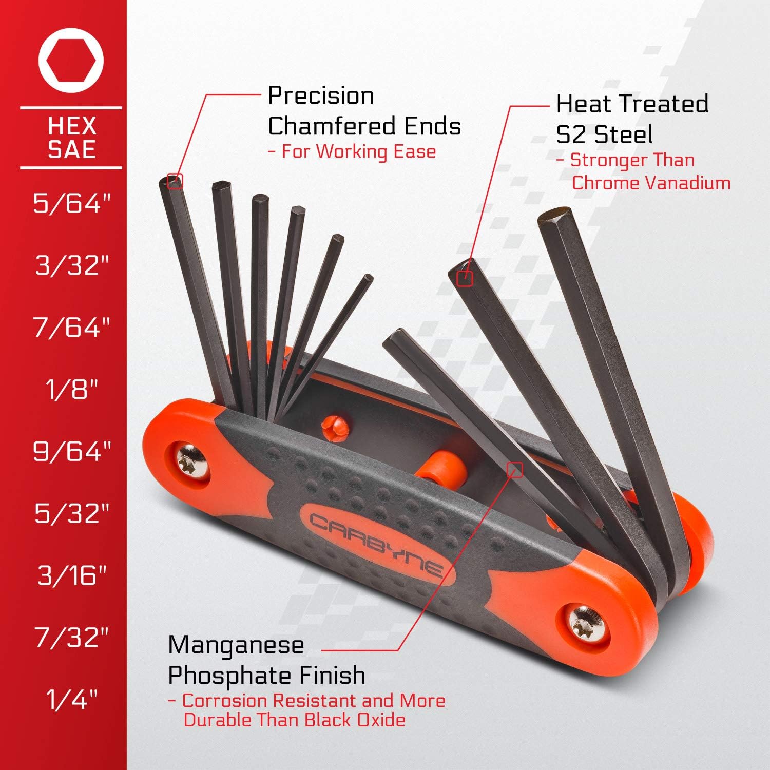 Carbyne 25-Piece Folding Hex (Allen) Key & Star (Torx) Wrench Set3