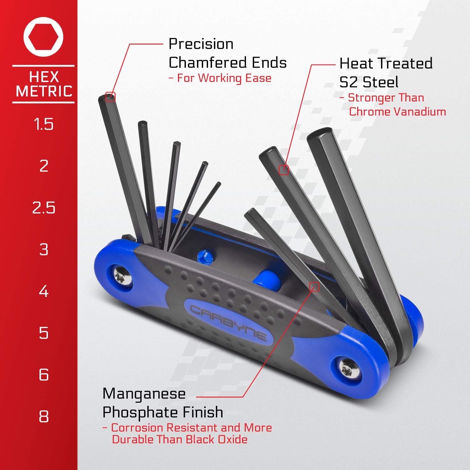 Carbyne 25-Piece Folding Hex (Allen) Key & Star (Torx) Wrench Set5