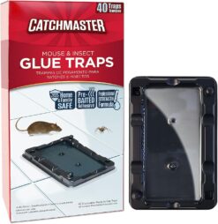 Catchmaster Mouse & Insect Glue Traps 40-Pk, Adhesive Rodent & Bug Catcher, Pre-Scented Mouse Traps Indoor for Home, Sticky Glue Traps for Mice and Insects, Pet Safe Pest Control for House & Garage
