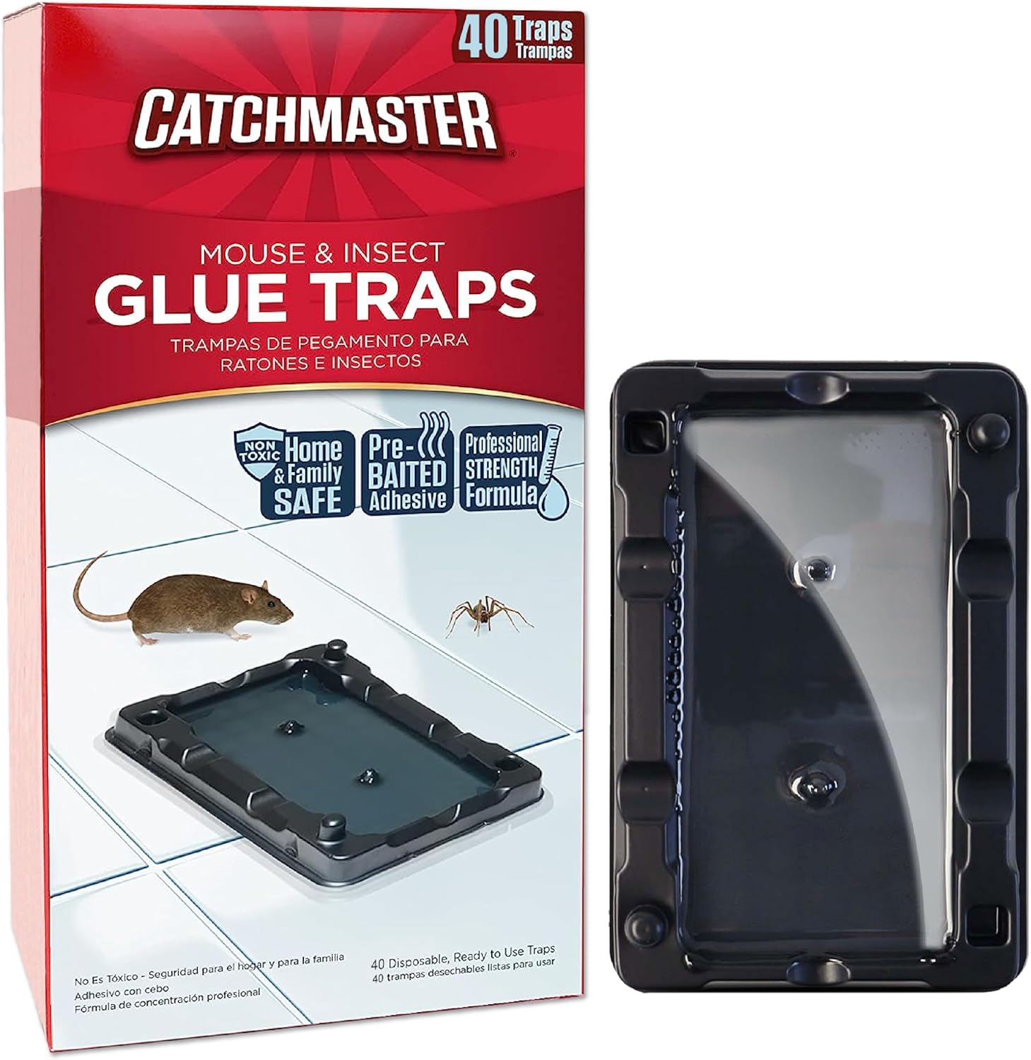 Catchmaster Mouse & Insect Glue Traps 40-Pk, Adhesive Rodent & Bug Catcher, Pre-Scented Mouse Traps Indoor for Home, Sticky Glue Traps for Mice and Insects, Pet Safe Pest Control for House & Garage Catchmaster Mouse & Insect Glue Traps 40-Pk, Adhesive Rodent & Bug Catcher, Pre-Scented Mouse Traps Indoor for Home, Sticky Glue Traps for Mice and Insects, Pet Safe Pest Control for House & Garage