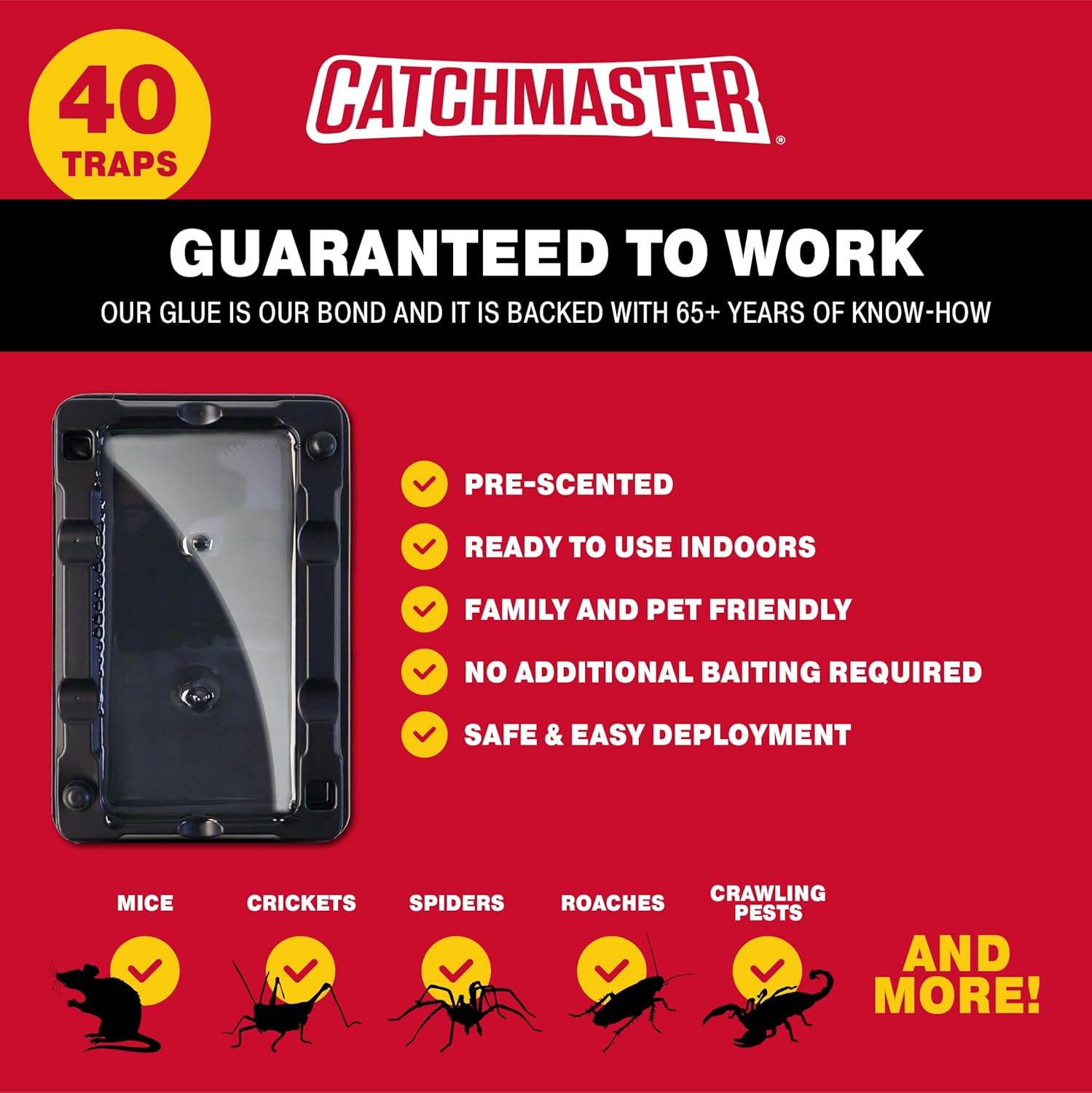 Catchmaster Mouse & Insect Glue Traps 40-Pk, Adhesive Rodent & Bug Catcher, Pre-Scented Mouse Traps Indoor for Home, Sticky Glue Traps for Mice and Insects, Pet Safe Pest Control for House & Garage6