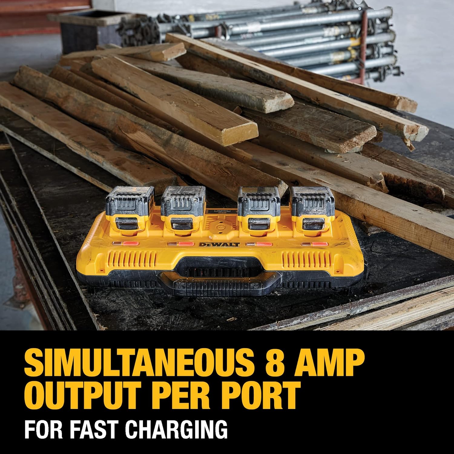 DEWALT 20V MAX Charger, 4-Port, Rapid Charge (DCB104) , Black Yellow3
