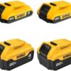 DEWALT 20V MAX Lithium Ion Battery, 2 Ah and 4 Ah, 4-Pack, Fuel Gauge LED Charge Indicators (DCB324-4)