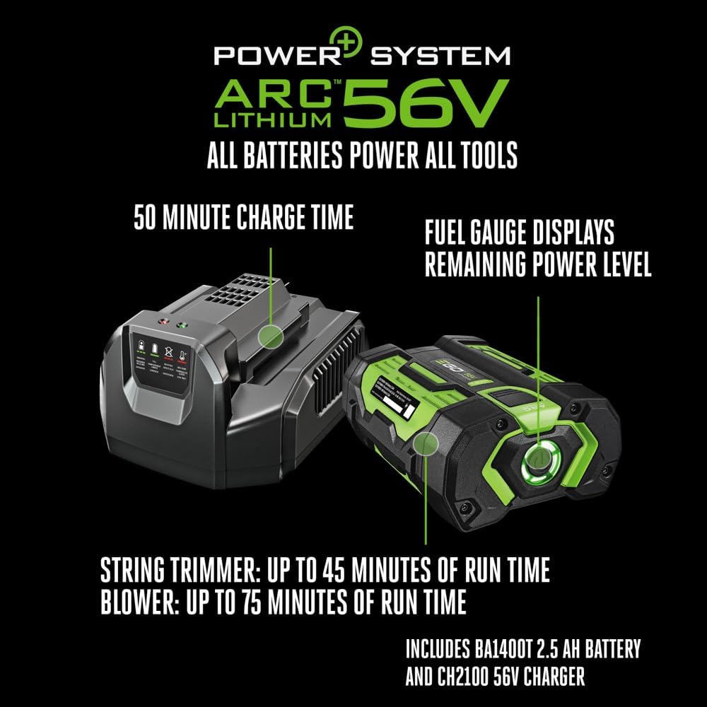 EGO ST6151LB 15-Inch 56-Volt Lithium-ion Cordless POWERLOAD™ String Trimmer with Aluminum Telescopic Shaft & 615 CFM Blower Combo Kit with 2.5Ah Battery and Charger Included0
